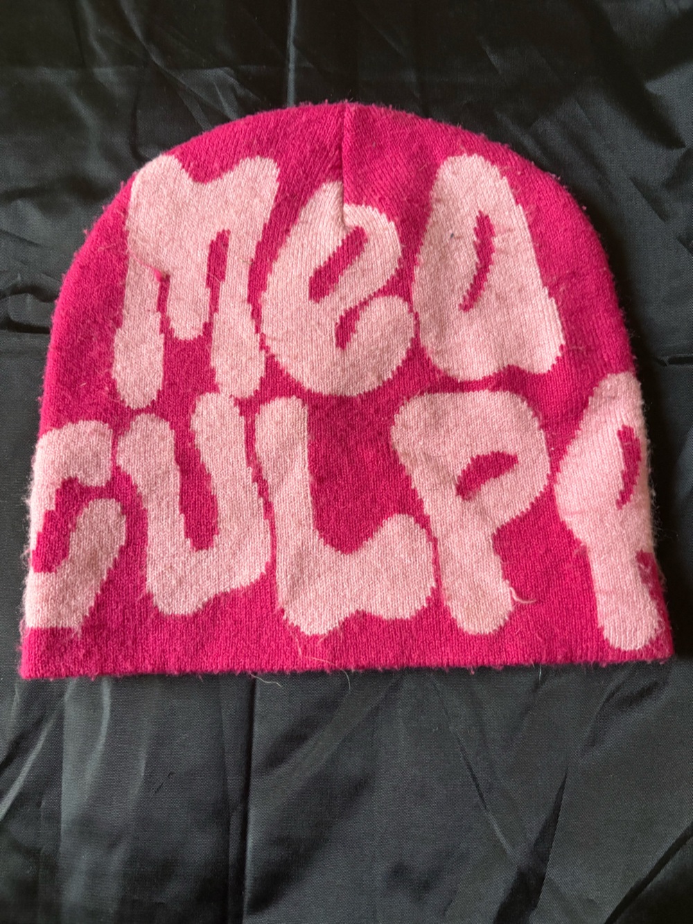 Pink Graphic Knit Beanie - Men's Casual Winter Hat